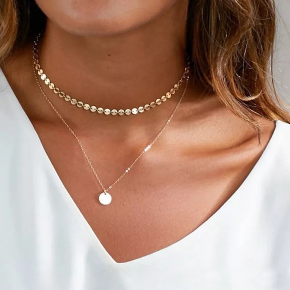 Jewelry - Double Layer Pendant Choker Necklace